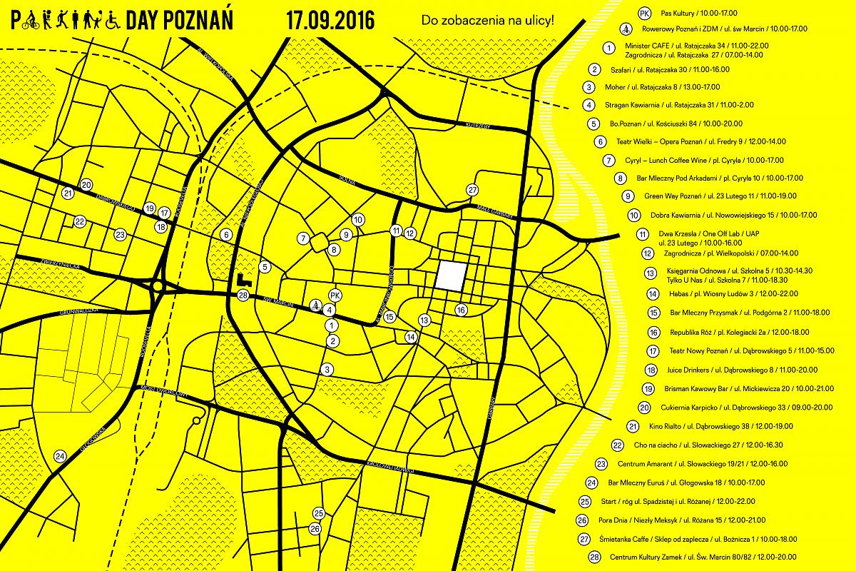 mapa Park(ing) Day Poznań 2016