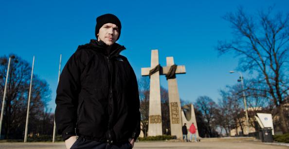 Jan Komasa na placu Adama Mickiewicza w Poznaniu / fot. Agata Schreyner